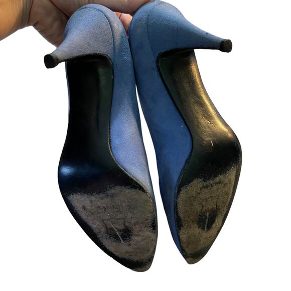 Stuart Weitzman For Mr. Seymour Blue Slip On Heels Size 7 - Picture 8 of 8